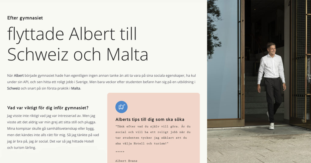 inropare Efter gymnasiet flyttade Albert till Schweiz och Malta