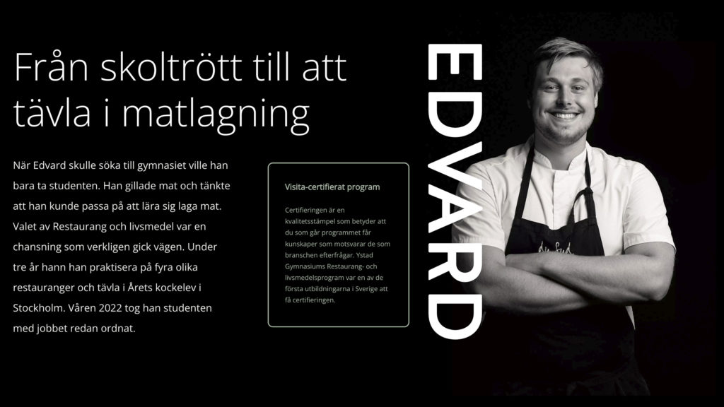 Edvard som gillar mat – från skoltrött till att tävla i matlagning