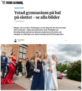 Tidningsartikel från Balen 2025 i Ystads Allehanda