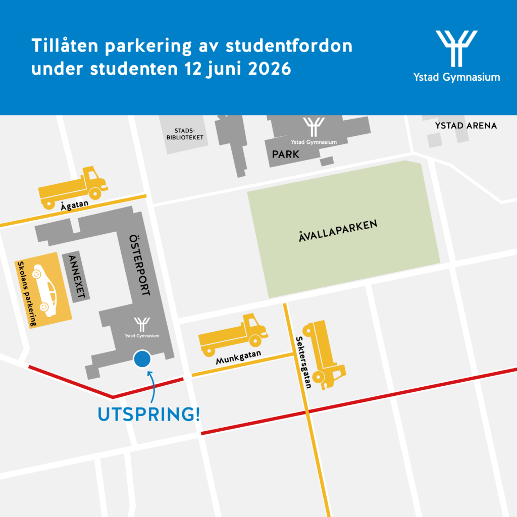 Studenten 12 juni 2026 Karta skolomrade student 2026 1 Ystad Gymnasium