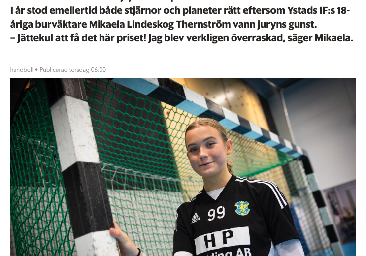 NIU Handboll Mikaela Ystads Allehanda NIU Handboll Mikaela Ystads Allehanda