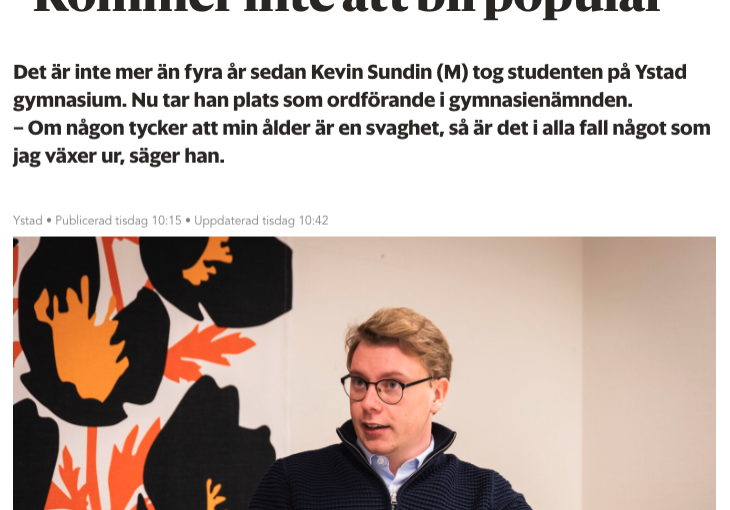 Kevin Sundin Gymnasienämndens ordförande Kevin Sundin Gymnasienämndens ordförande
