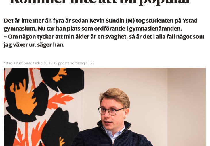 Kevin Sundin Gymnasienämndens ordförande