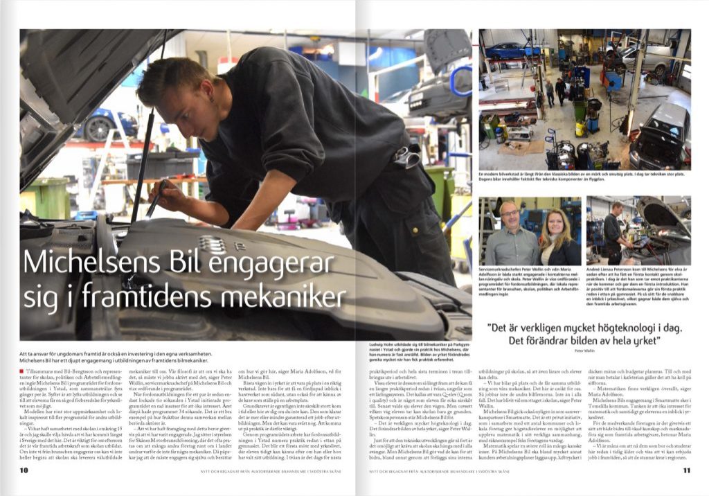 michelsens bil engagerar sig i framtidens mekaniker michelsens bil engagerar sig i framtidens mekaniker