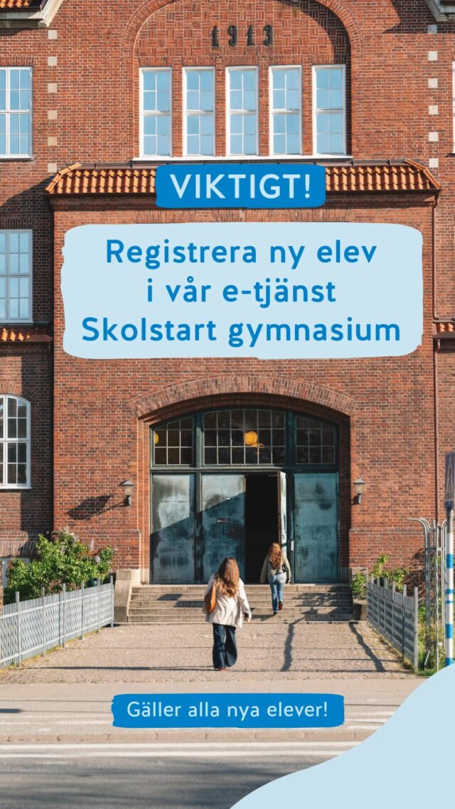 Registrera er i vår e-tjänst Skolstart gymnasium - redan idag ‼️
Från och med idag är det möjligt att registrera dig som ny elev i vår e-tjänst. För att kunna låna dator och andra läromedel behöver eleven vara registrerad. Utlånet påbörjas samma vecka som skolstarten, registrera därför eleven så snart som möjligt.

Välkommen till Ystad Gymnasium! 🌟